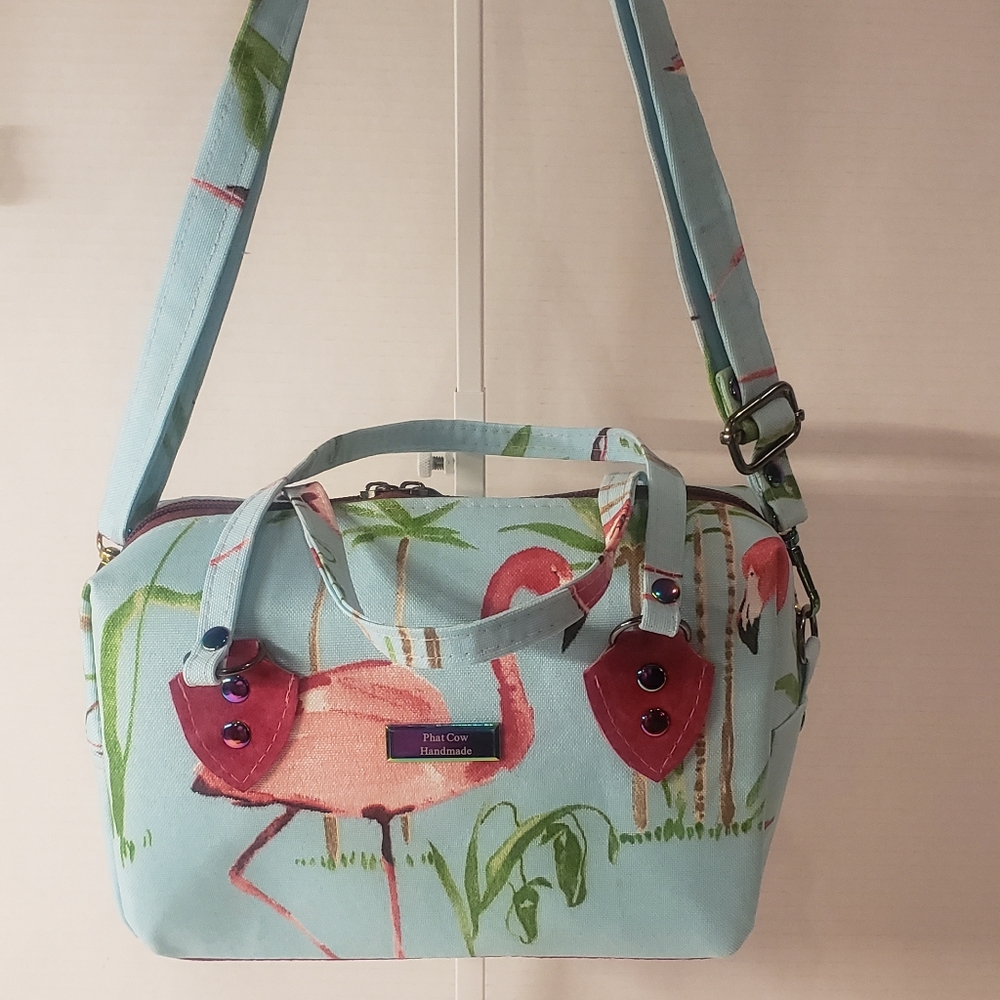 Tropical Print Women's Bag with Red Accents